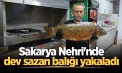 Sakarya Nehri'nde dev sazan balığı yakaladı