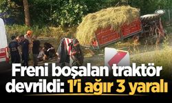 Akyazı’da freni boşalan traktör devrildi: 1'i ağır 3 yaralı
