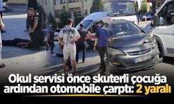 Okul servisi dehşet saçtı! Önce çocuğa sonra otomobile çarptı: 2 yaralı