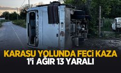 Adapazarı-Karasu yolunda servis aracı devrildi: 13 yaralı