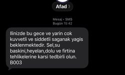 AFAD Sakaryalıları kısa mesaj ile uyardı: "Sel, yıldırım, dolu, hortum..."