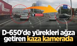 D-650'de yürekleri ağza getiren kaza kamerada