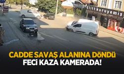 Caddeyi savaş alanına çeviren kaza kamerada