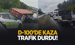 D-100'de kaza: Araç kuyruğu oluştu