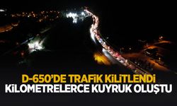 Yol çalışması ve trafik kazası birleşince D-650 karayolu kilitledi