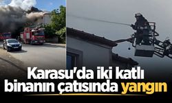 Karasu'da iki katlı binanın çatısında yangın