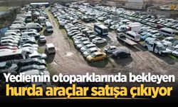 Sakarya'da yediemin otoparklarında bekleyen hurda araçlar satışa çıkıyor