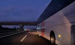 Otoyolda otobüs dehşeti kamerada