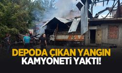 Depo yangını kamyonetide yaktı