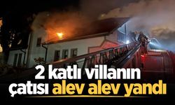 2 katlı villanın çatısı alev alev yandı: Ekipler seferber oldu
