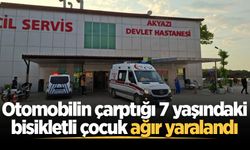 Akyazı’da otomobilin çarptığı 7 yaşındaki bisikletli çocuk ağır yaralandı