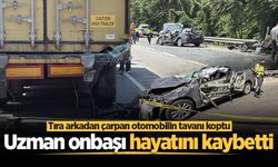 Tıra arkadan çarpan otomobilin tavanı koptu: Uzman onbaşı hayatını kaybetti