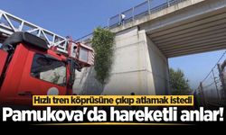 Pamukova'da hareketli anlar! Hızlı tren köprüsüne çıkıp atlamak istedi