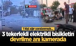 1 kişi ağır yaralanmıştı... 3 tekerlekli elektrikli bisikletin devrilme anı kamerada