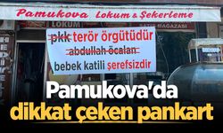 Pamukova'da dikkat çeken pankart