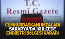 Cumhurbaşkanı Erdoğan imzaladı! Sakarya'da 2 ilçe için Endüstri Bölgesi kararı