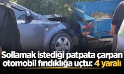 Sollamak istediği patpata çarpan otomobil fındıklığa uçtu: 4 yaralı