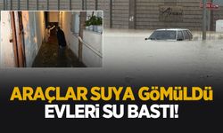Otomobil suya gömüldü, evleri su bastı