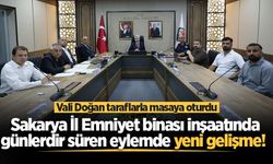 Sakarya İl Emniyet binası inşaatında günlerdir süren eylemde yeni gelişme! Vali Doğan taraflarla masaya oturdu