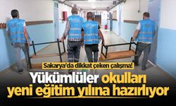 Sakarya'da dikkat çeken çalışma! Yükümlüler okulları yeni eğitim yılına hazırlıyor