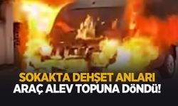 Araç alev alev yandı