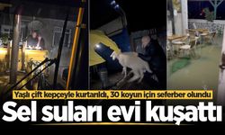 Sel suları evi kuşattı: Yaşlı çift kepçeyle kurtarıldı, 30 koyun için seferber olundu