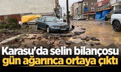 Karasu'da selin bilançosu gün ağarınca ortaya çıktı