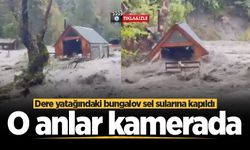 Dere yatağındaki bungalov sel sularına kapıldı