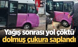 Hendek'te yolcu dolmuşu yağış sonrası oluşan çukura düştü