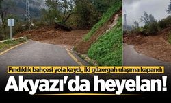 Akyazı'da heyelan! Fındıklık bahçesi yola kaydı, iki güzergah ulaşıma kapandı