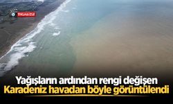 Yağışların ardından rengi değişen Karadeniz havadan böyle görüntülendi