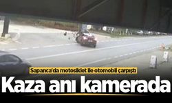 Sapanca'da motosiklet ile otomobil çarpıştı! Kaza anı kamerada