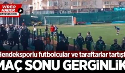 Maç sonu Hendeksporlu futbolcular ve taraftarlar arasında gerginlik!