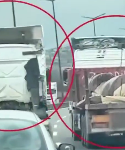 Otoyolda soş şeridi işgal eden tır sürücüsüne ceza