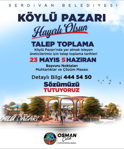 Serdivan'da Köylü Pazarı için talep toplama süreci başladı