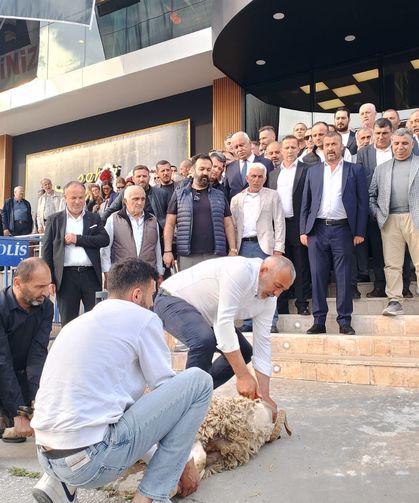 Seçimden galip çıkan Muzaffer Kabacan kurban kesti