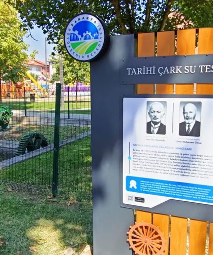 Tarihi Çark'ın yanına tarihini anlatan tabela yerleştirildi