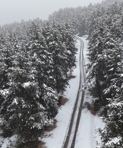 Bolu'nun yüksek kesimlerinde lapa lapa kar