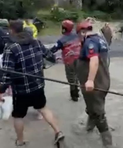 Selde mahsur kalan vatandaş ve hayvanlar jandarma tarafından kurtarıldı