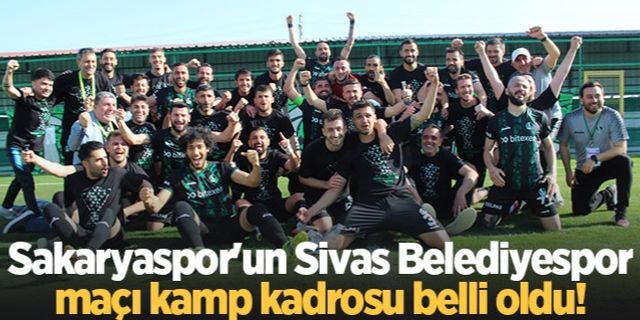 Sakaryaspor'un Sivas Belediyespor maçı kamp kadrosu belli oldu!