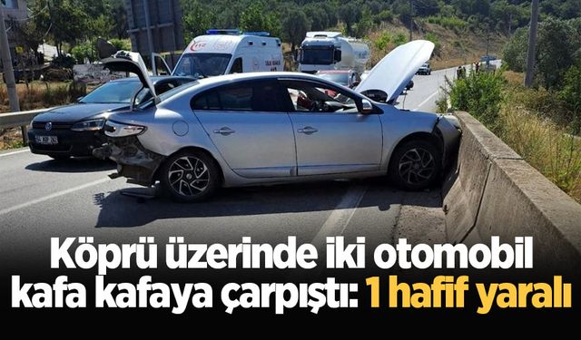 Köprü üzerinde iki otomobil kafa kafaya çarpıştı: 1 hafif yaralı