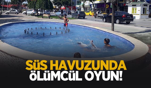 Süs havuzunda çocukların tehlikeli oyunu