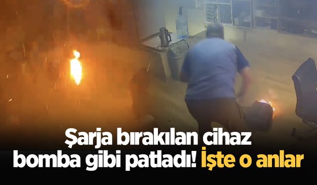 Şarja bırakılan cihaz bomba gibi patladı! İşte o anlar