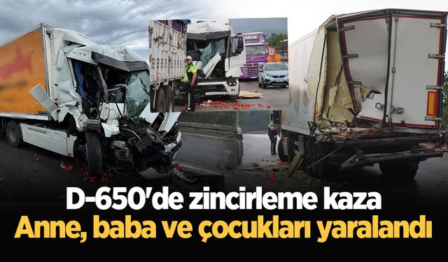 D-650'de zincirleme kaza: Anne, baba ve çocukları yaralandı