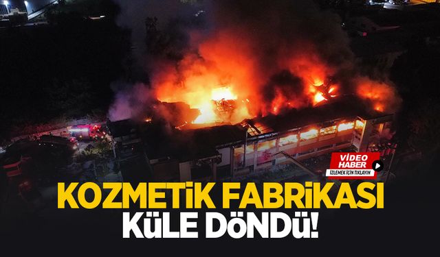 Kozmetik fabrikası alev alev yandı