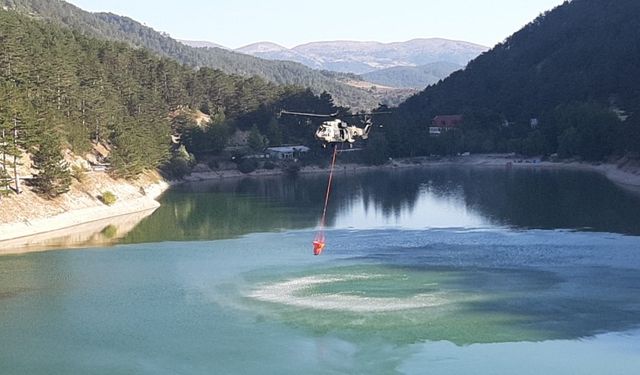 Göynük'teki yangına havadan 775 ton su atıldı