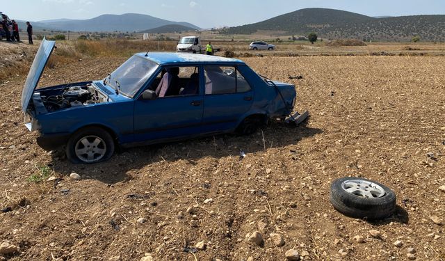 Şarampole uçan aracın sürücü yaralandı