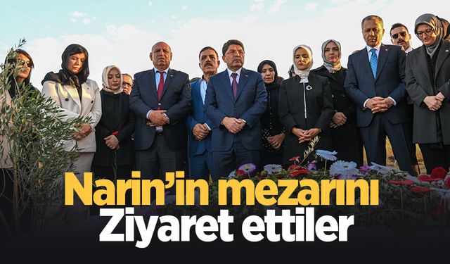 Narin'in mezarını ziyaret edip çiçek bıraktılar