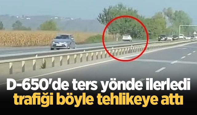 D-650'de ters yönde ilerledi, trafiği böyle tehlikeye attı