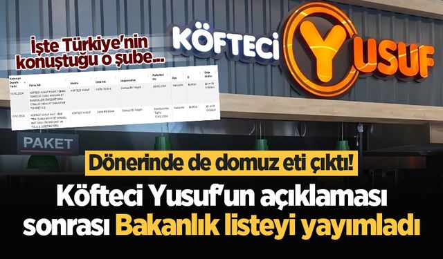 Dönerinde de domuz eti çıktı! Köfteci Yusuf'un açıklaması sonrası Bakanlık listeyi yayımladı...